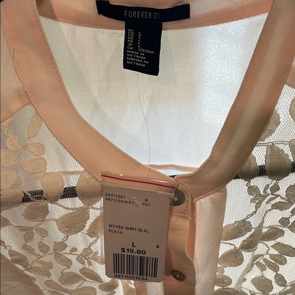 Sheer Light Pink Sleeveless Blouse with floral detail - Picture 2 of 7